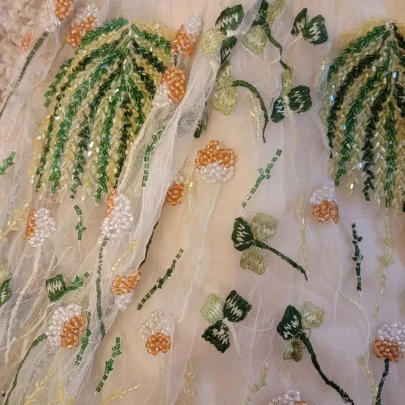 Tracy Reese Cream and Green Embroidered Dress MAKE AN OFFER 😉 💗 - Picture 10 of 12